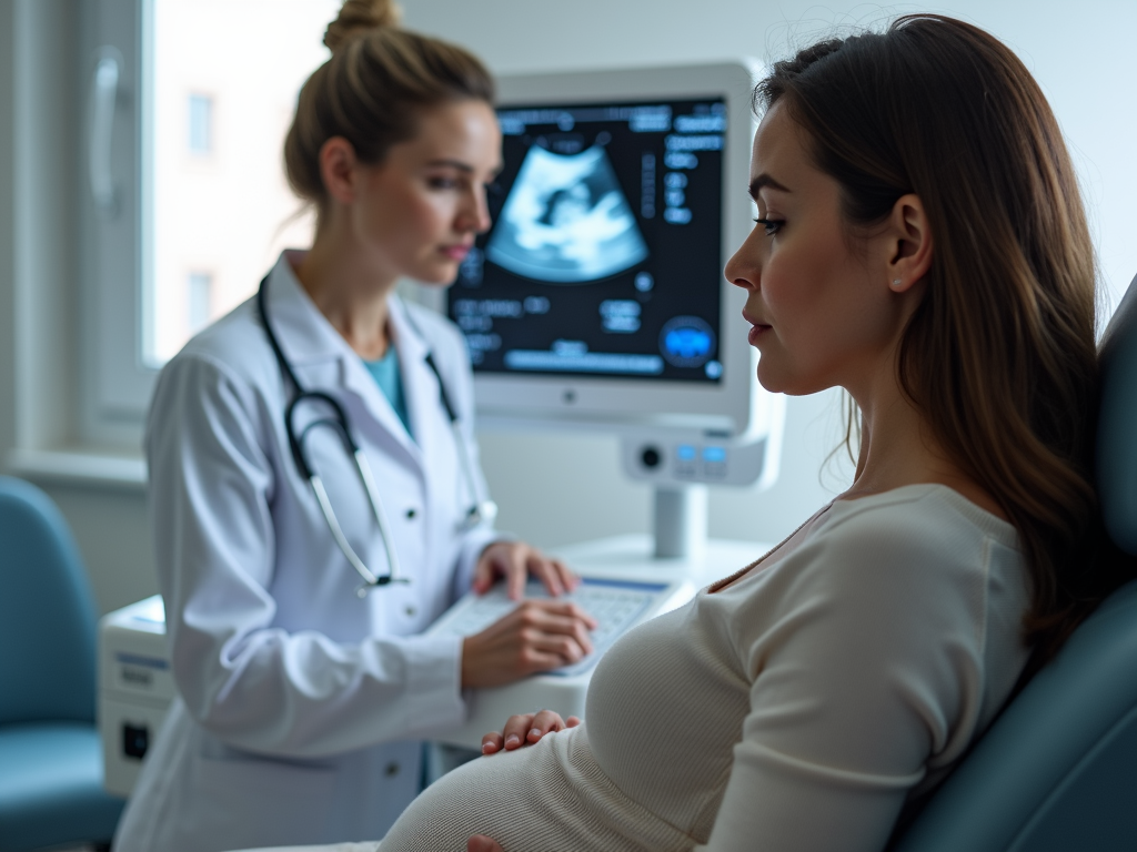Woman undergoing ultrasound during IVF testing