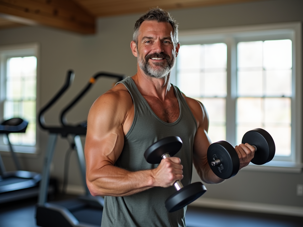 Man exercising at home to improve fertility
