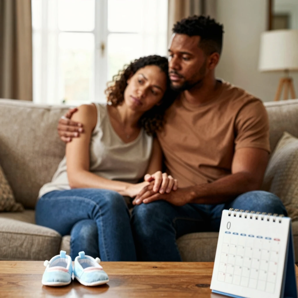 A couple sharing a quiet, supportive moment amid infertility challenges