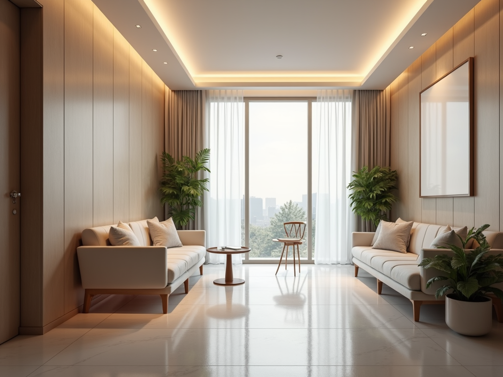 Modern fertility clinic waiting room