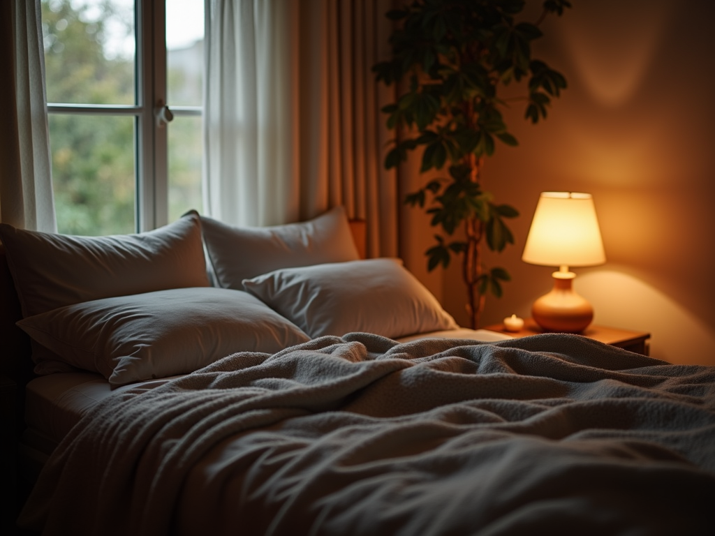 A cozy bedroom setup, highlighting the role of quality sleep in boosting IVF success.