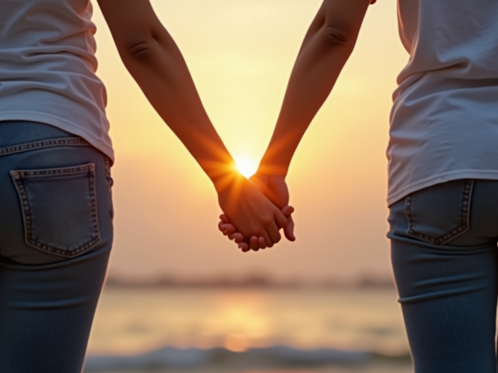Couple holding hands, symbolizing hope.