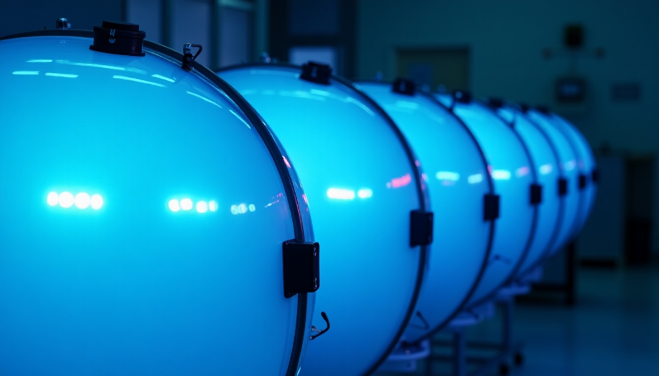 A close-up of cryotanks used in sperm banking