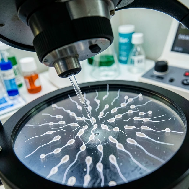 Microscopic view of healthy sperm cells