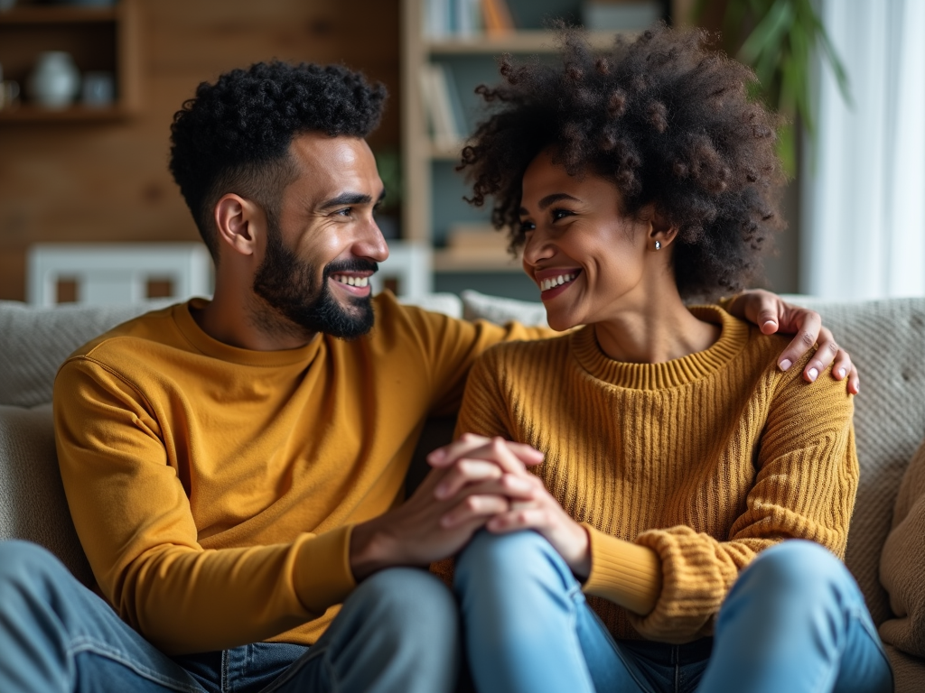 Couple holding hands, facing infertility together.