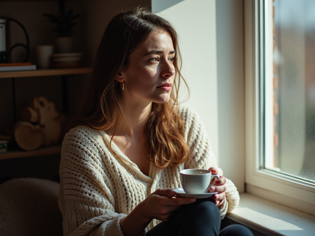 A woman reflecting on her infertility journey.