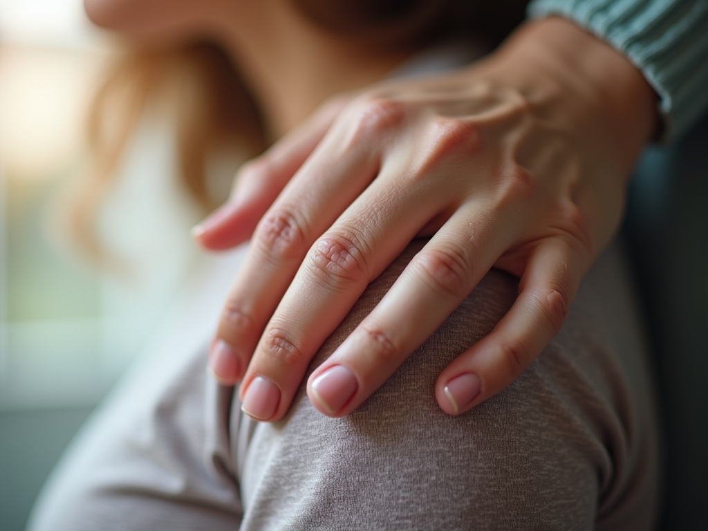 A comforting hand on a shoulder, showing support for fertility preservation.