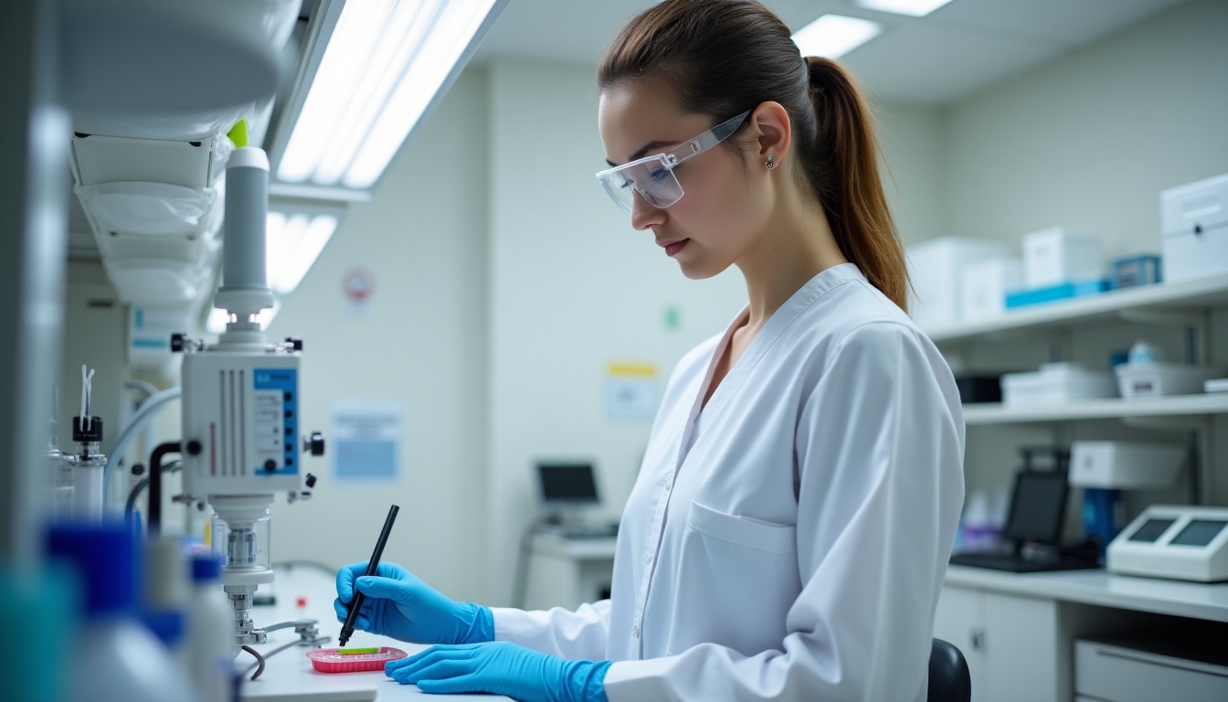 A laboratory technician working with advanced equipment in a fertility lab.