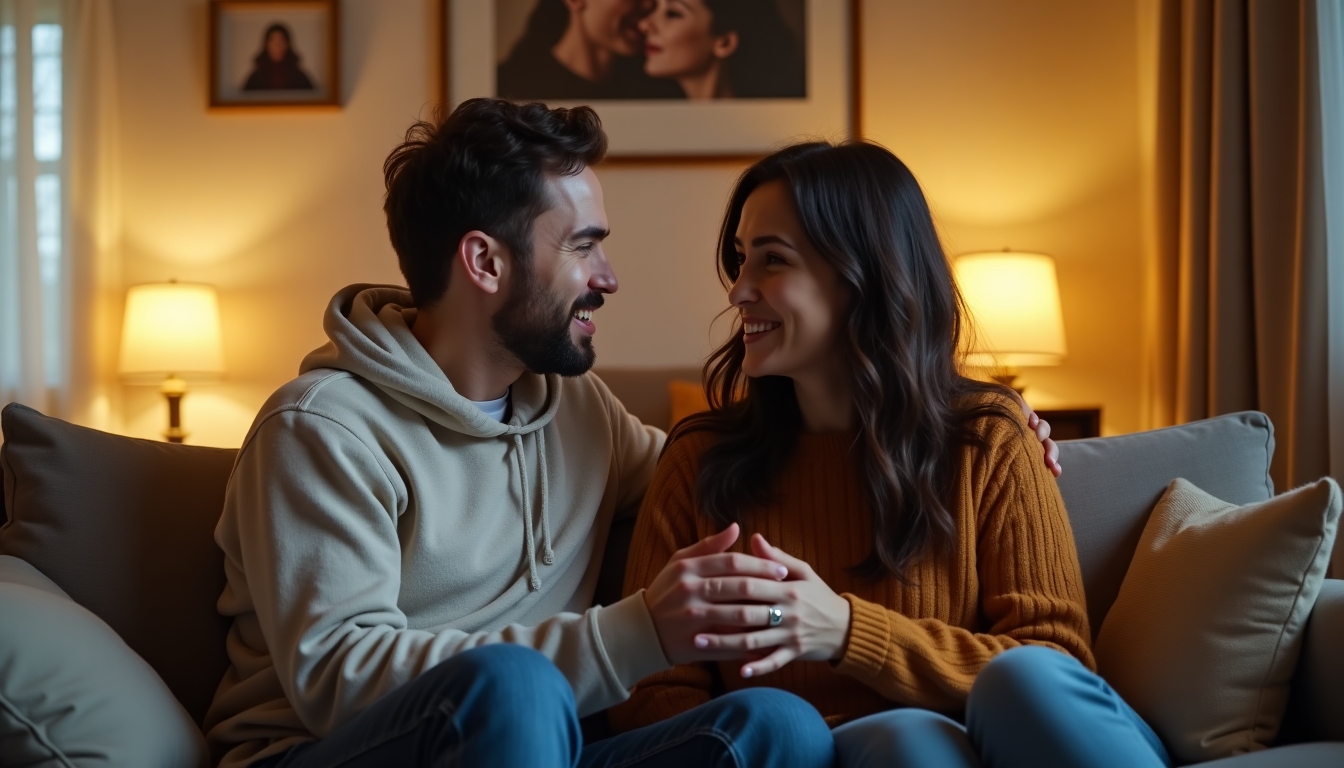 A couple discussing their fertility journey, capturing the emotional and practical aspects of semen analysis.