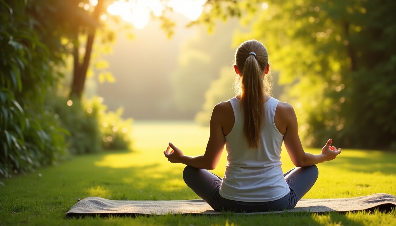 Person doing yoga for stress relief