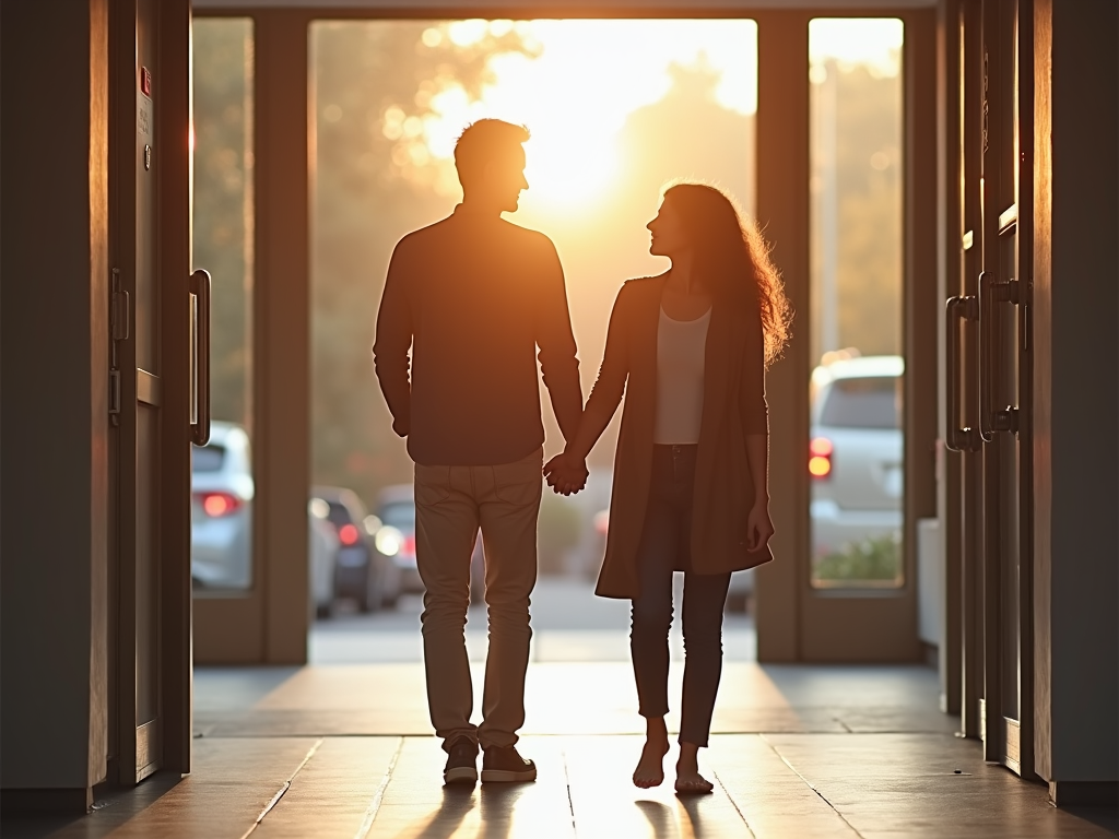 Couple leaving fertility clinic