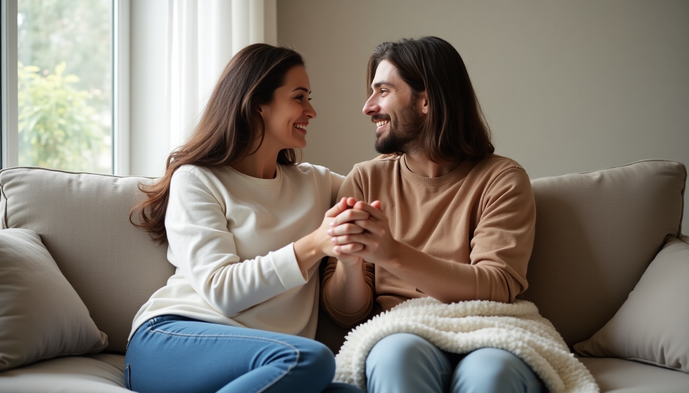 Couple supporting each other through infertility