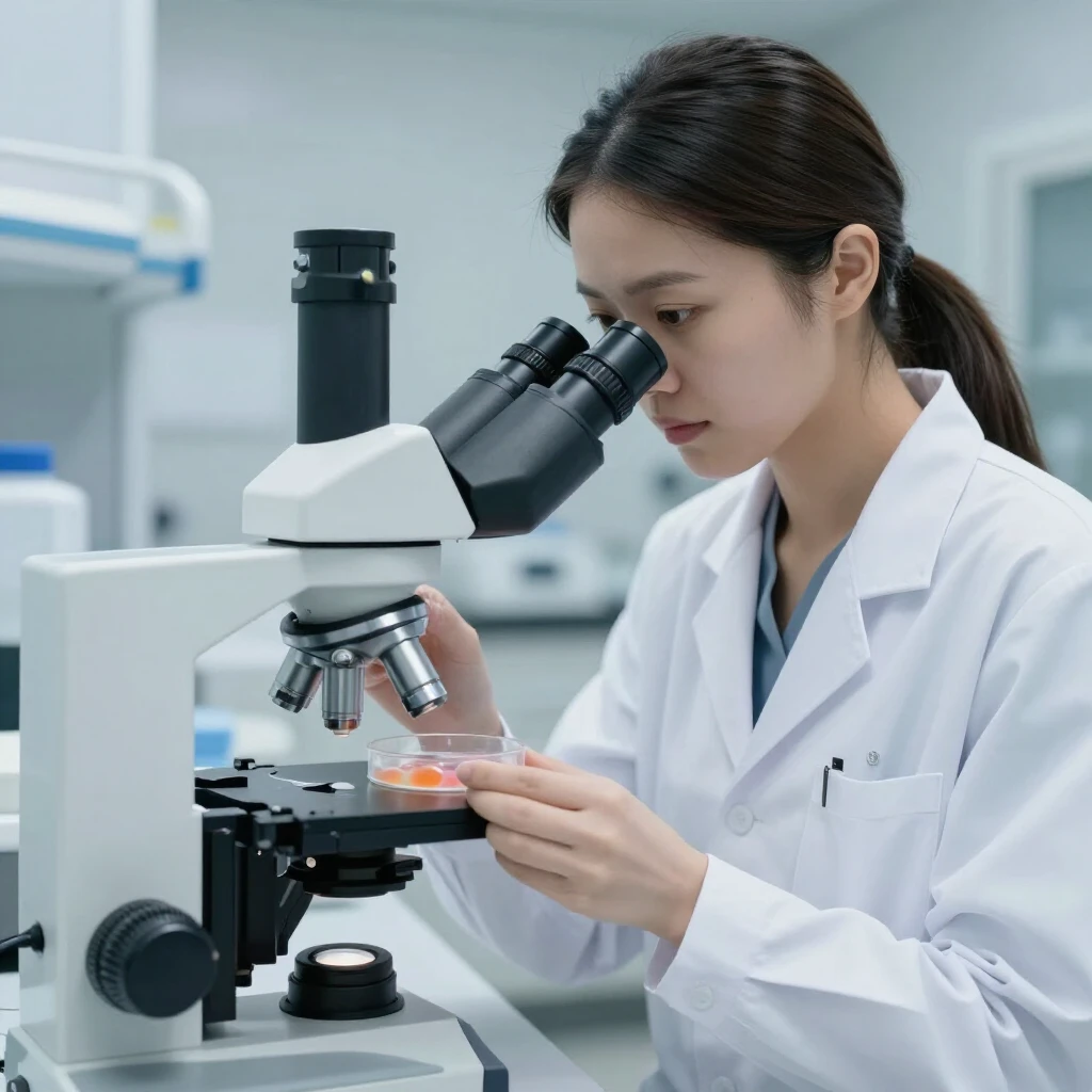 Scientist performing egg cryopreservation in a fertility lab