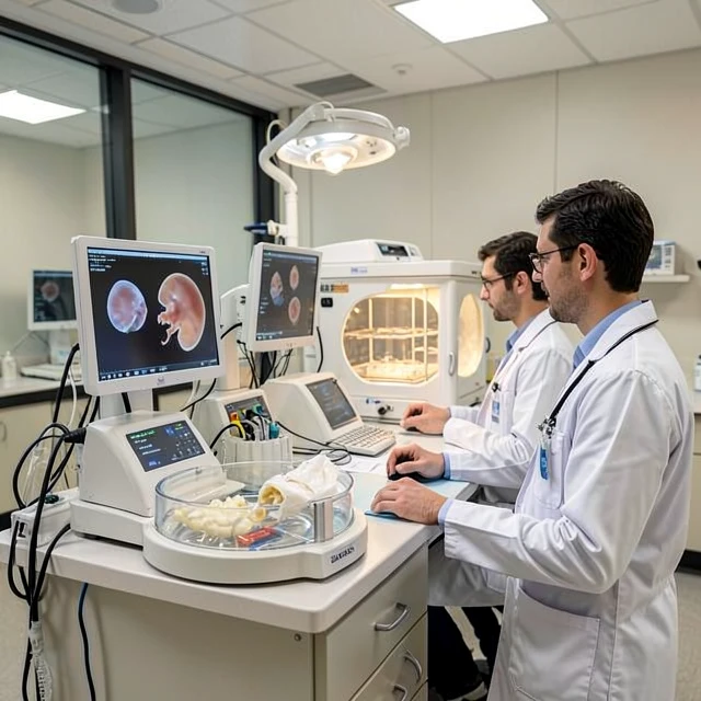 Modern fertility clinic laboratory showcasing advanced reproductive technology equipment
