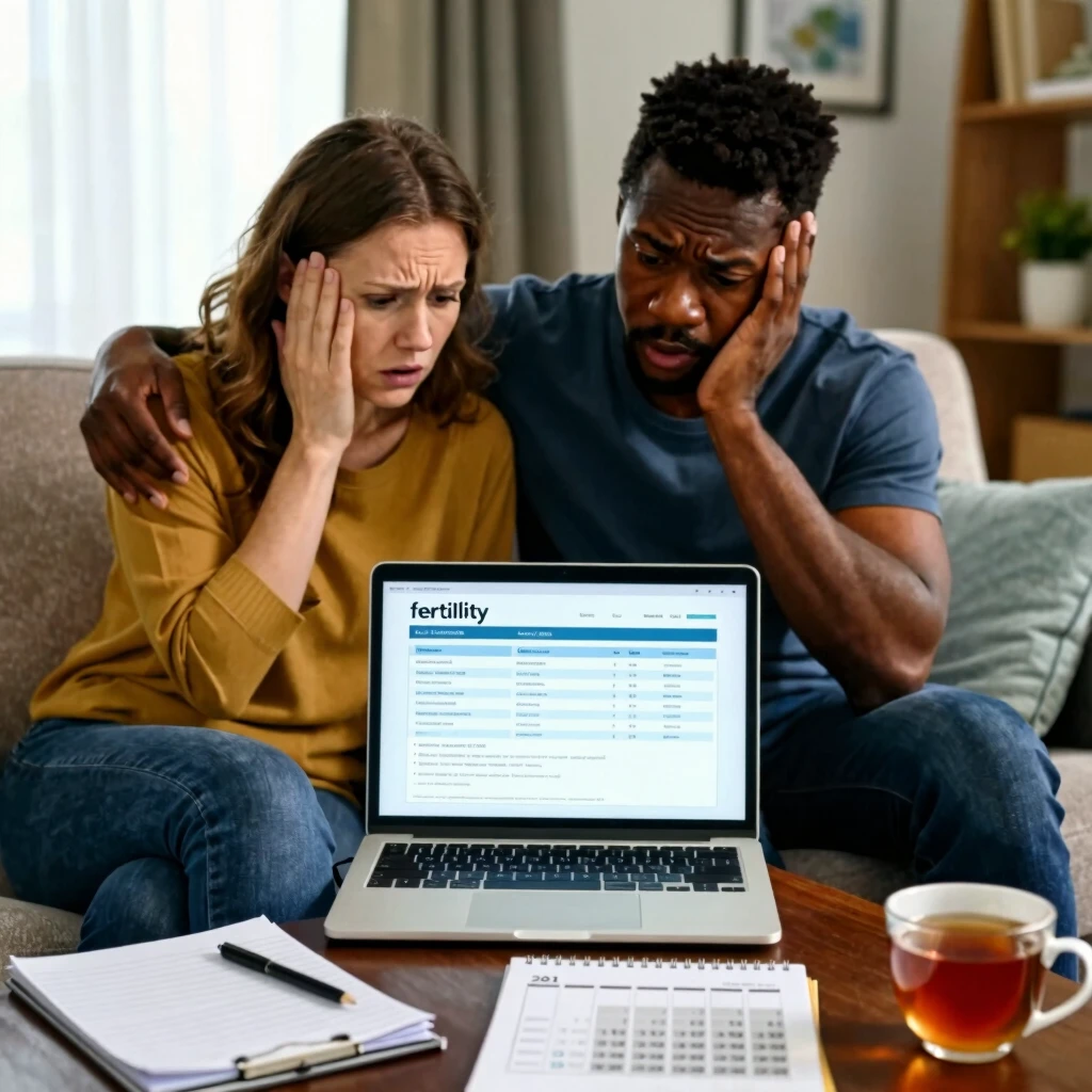 Couple researching and planning for IVF treatment at home
