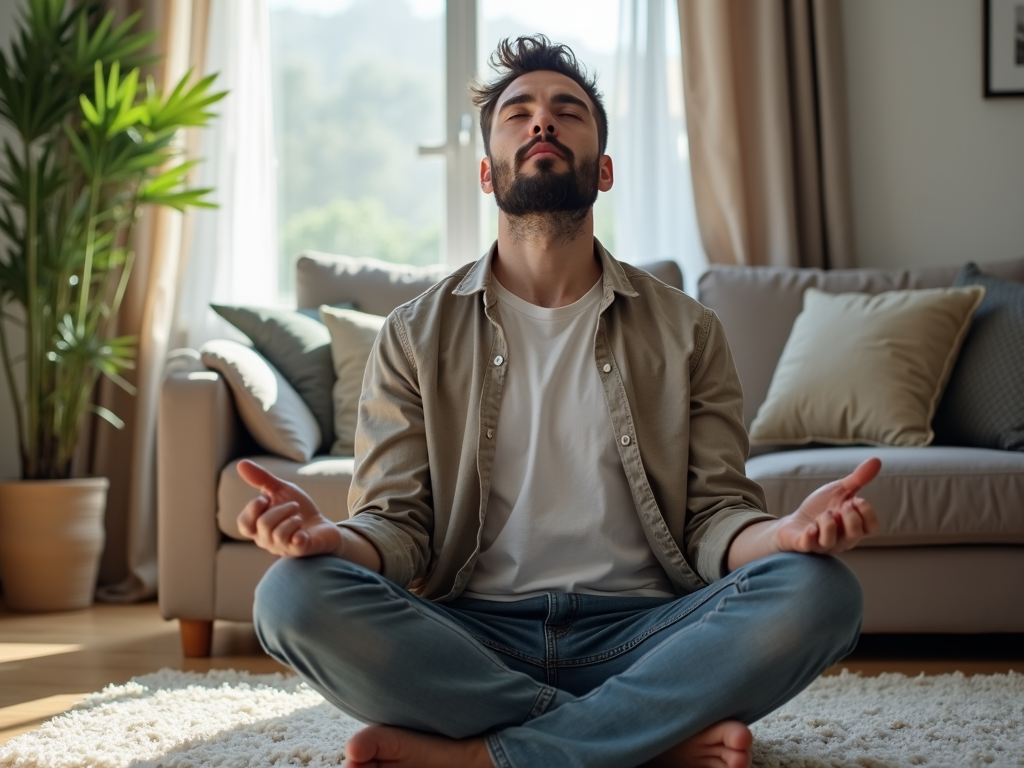 Man meditating to reduce stress for fertility