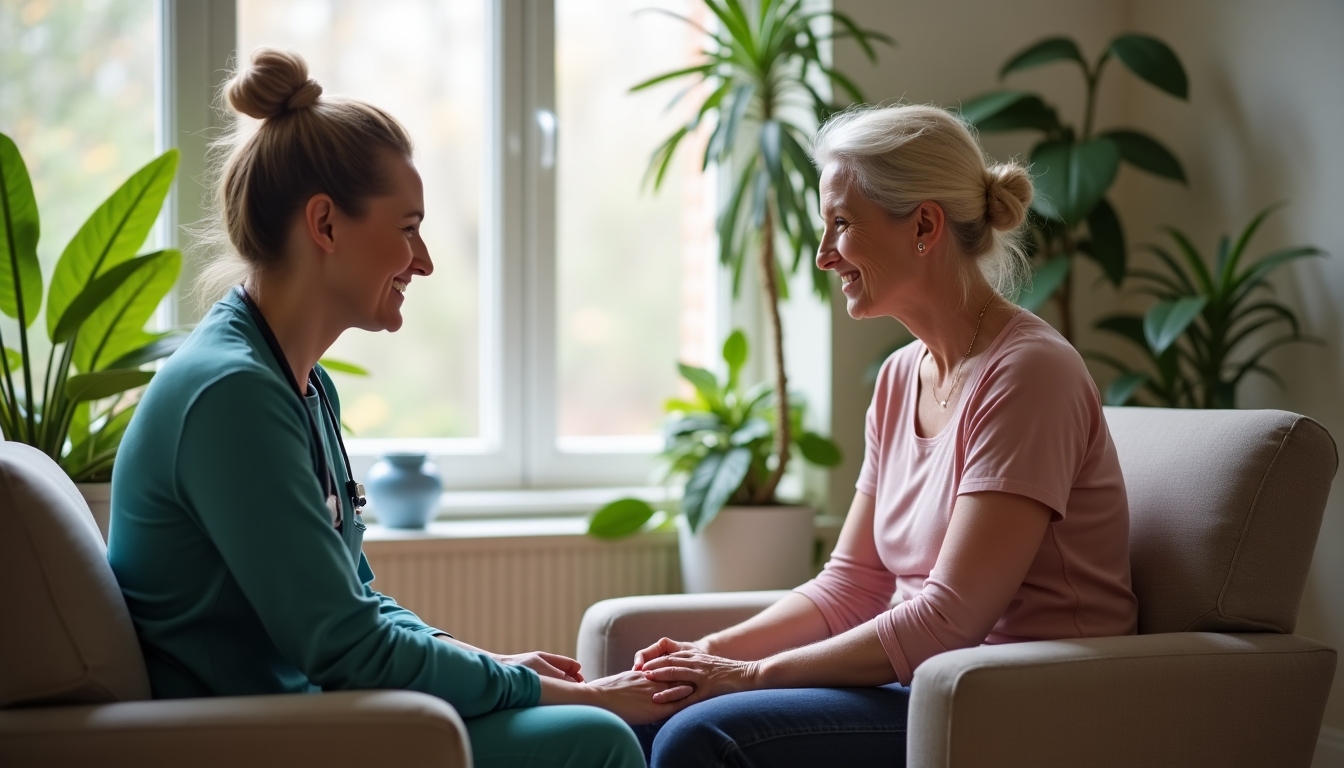 Cancer patient receiving oncofertility counseling, focusing on empathetic communication.