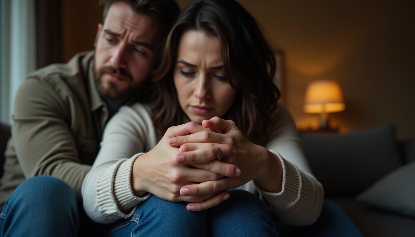A couple supporting each other through the emotional journey of infertility.