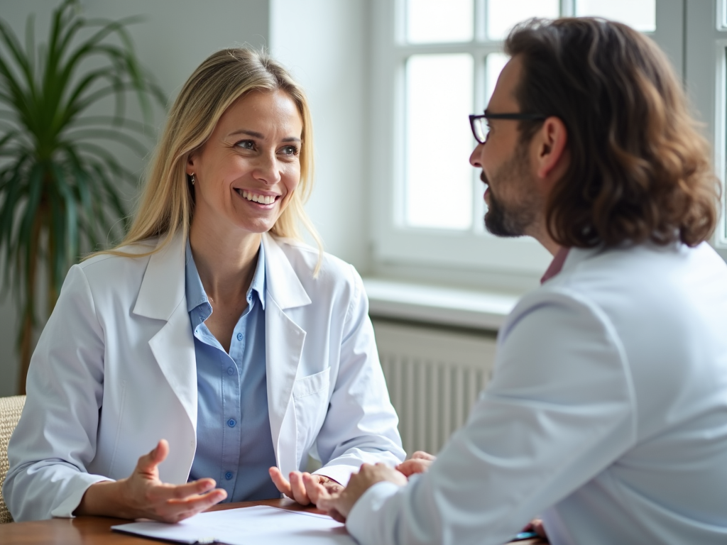 Woman discussing PCOS with doctor