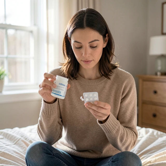 Woman taking fertility medication pills