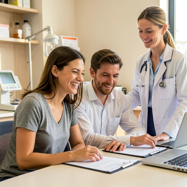 Couple consulting with fertility doctor about IVF treatment