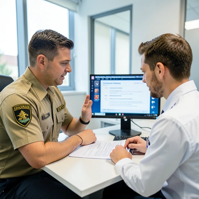 Military service member discussing sperm banking and fertility preservation with a doctor