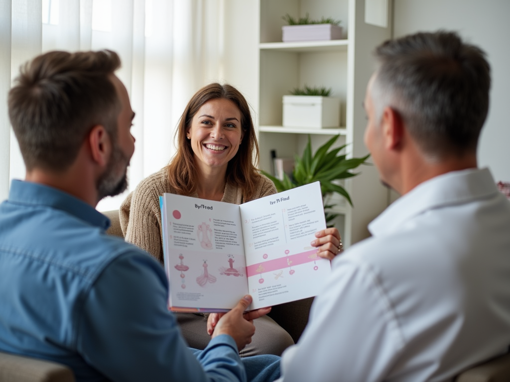 Couple learning about IVF from a fertility specialist