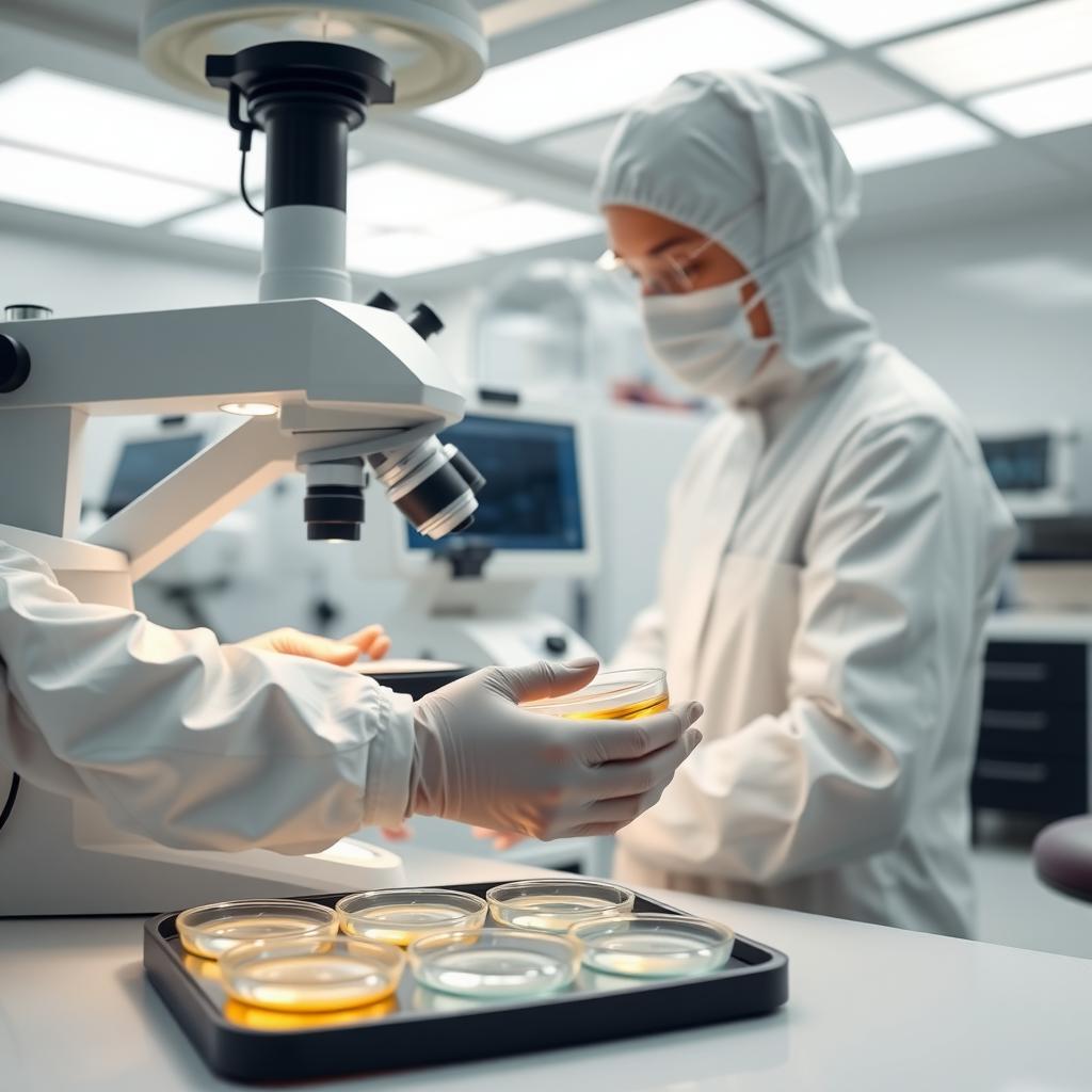 Scientist working in a lab during an IVF procedure
