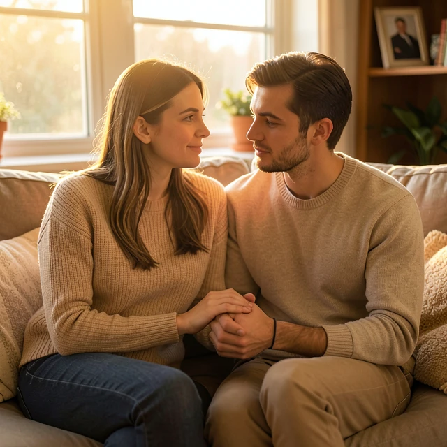 Couple sharing emotional support during their fertility journey
