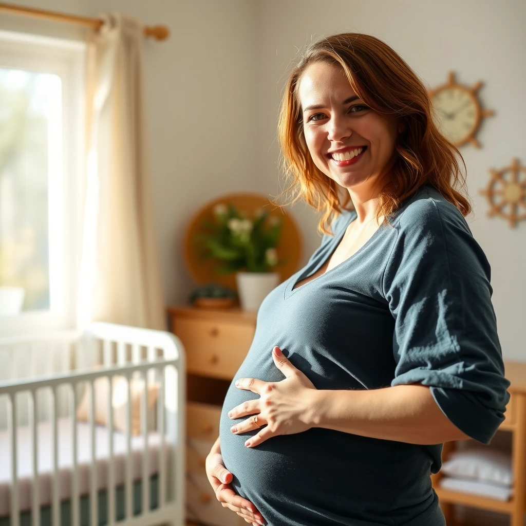 Happy pregnant woman celebrating successful pregnancy despite PCOS