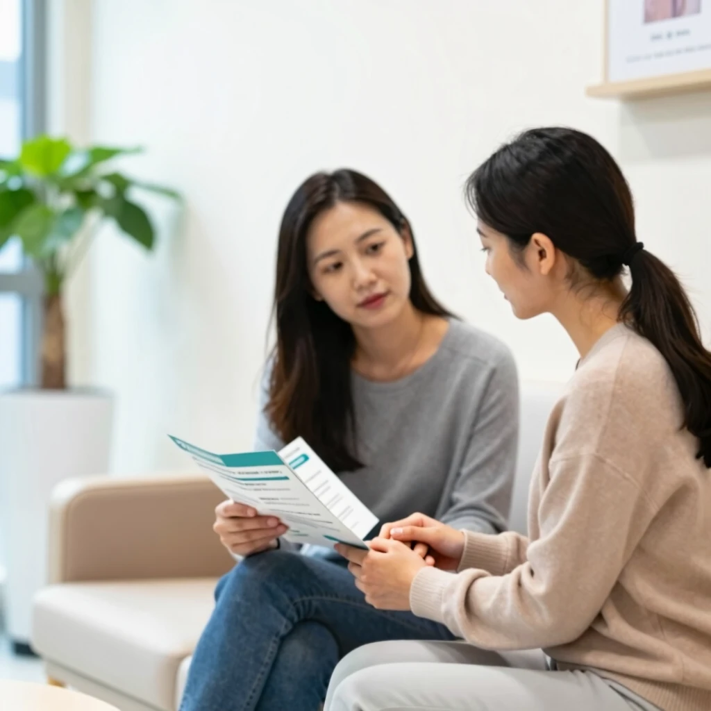 Couple in a fertility clinic waiting room