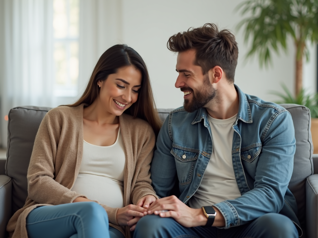 Couple in fertility clinic waiting room