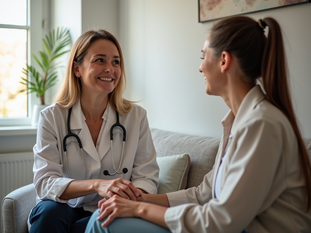 Counselor providing support to a patient