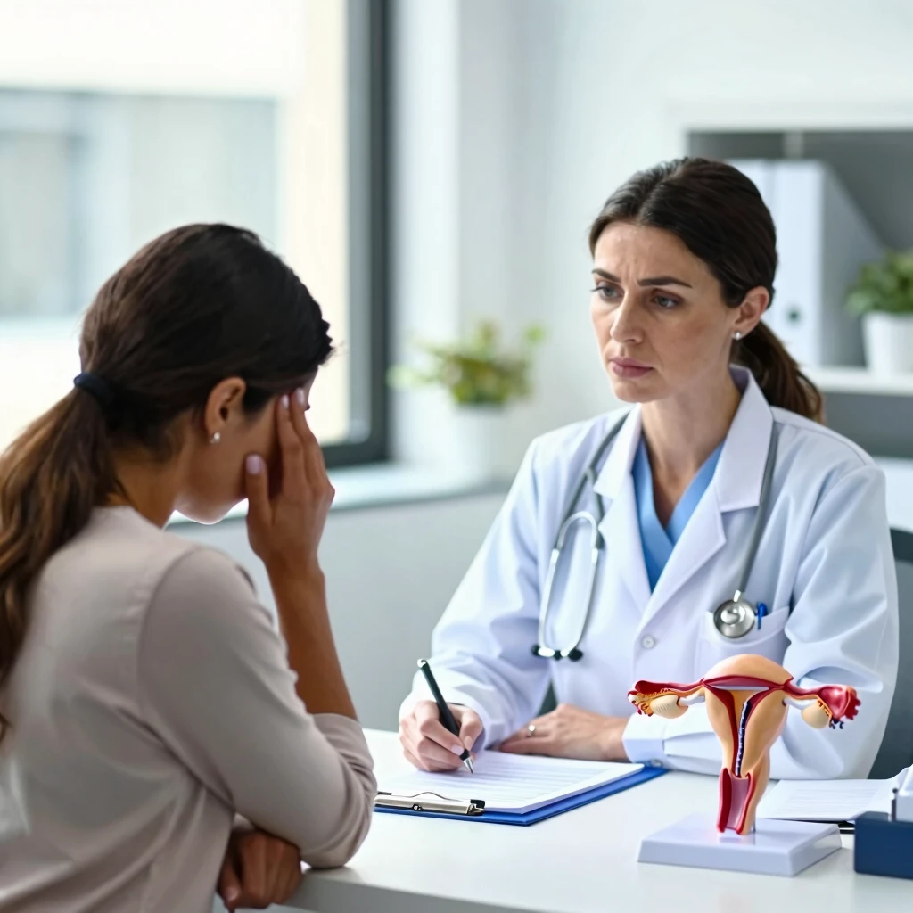 Woman discussing infertility with doctor