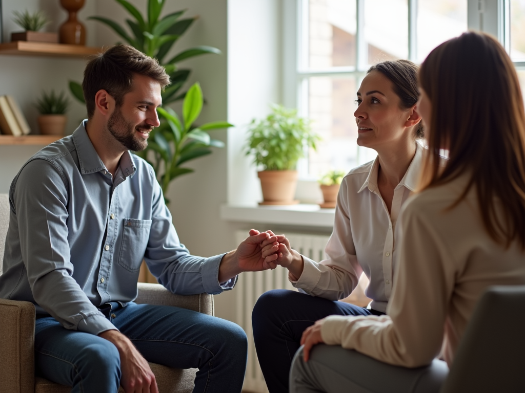 Couple meeting with doctor about infertility.