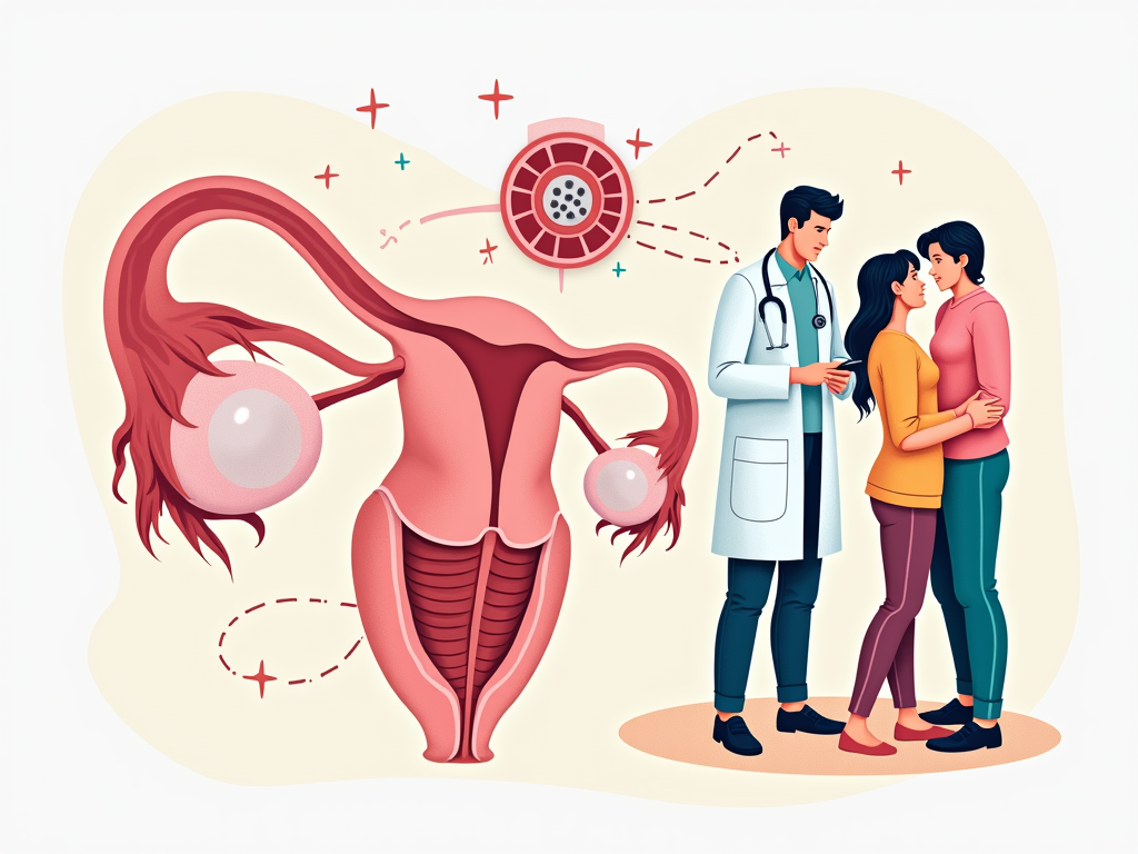 IVF process explained to a couple by a caring doctor.