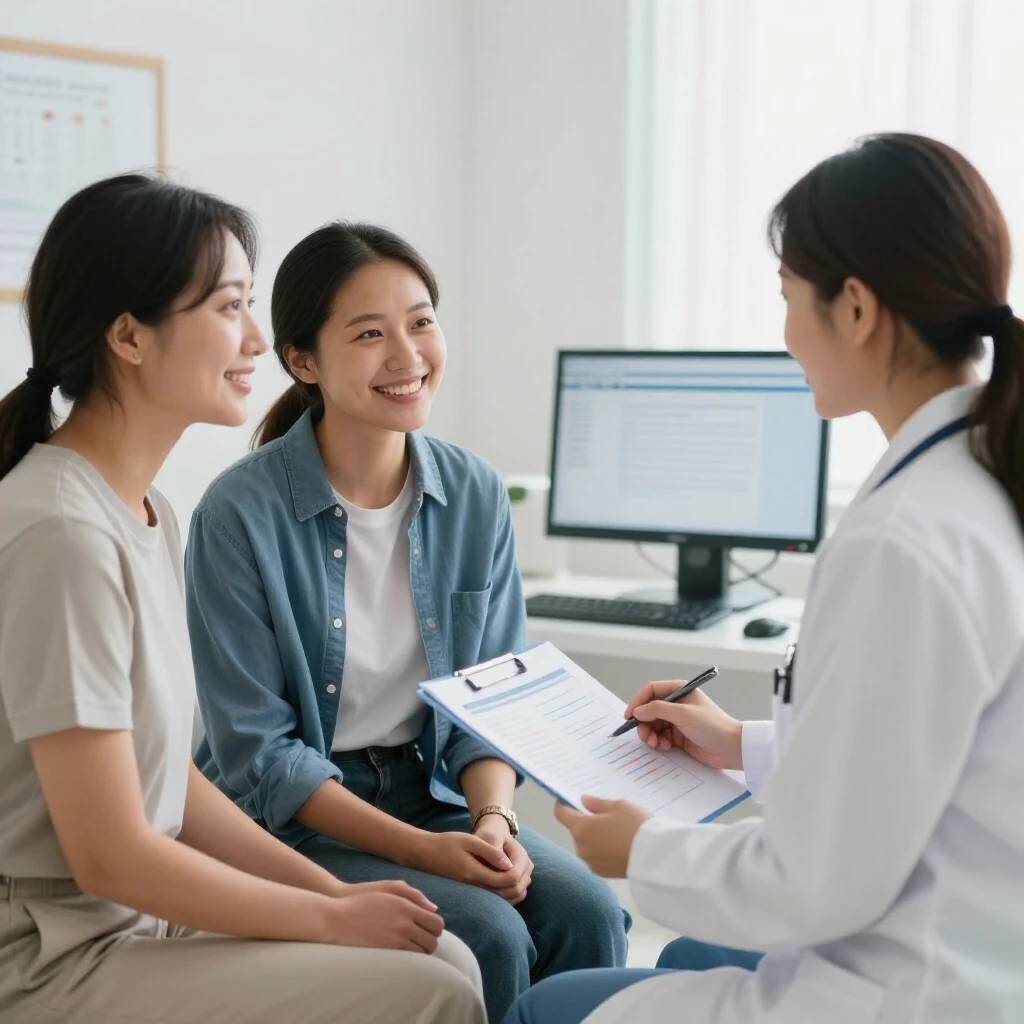 Couple consulting with fertility doctor in clinic