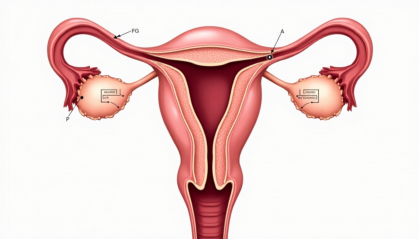 Diagram showing the female reproductive system highlighting Fallopian tubes.