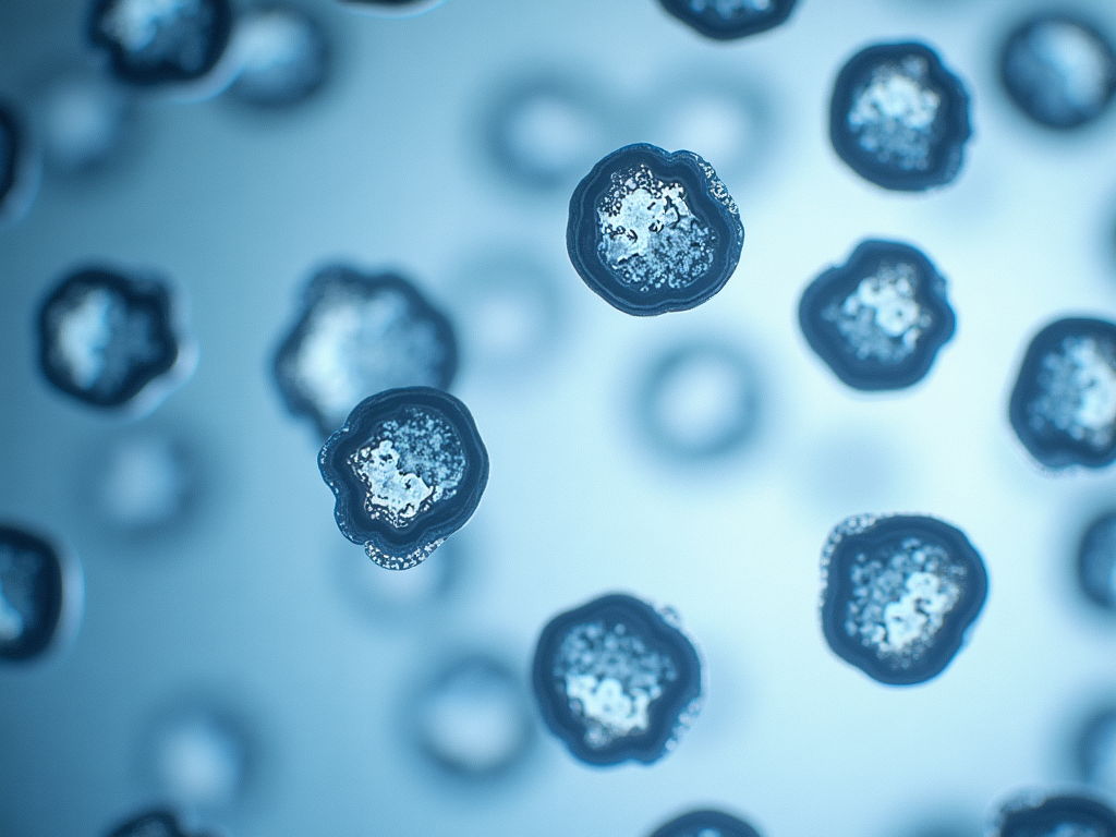 Frozen embryos under microscope