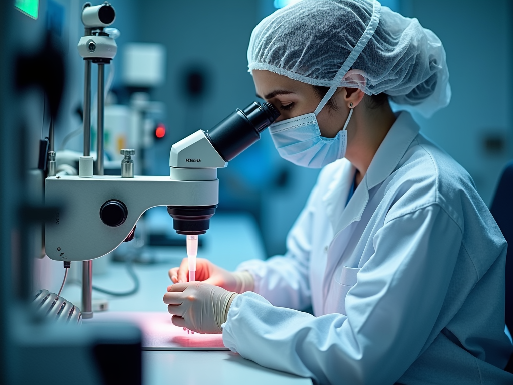 Embryologist working with embryos