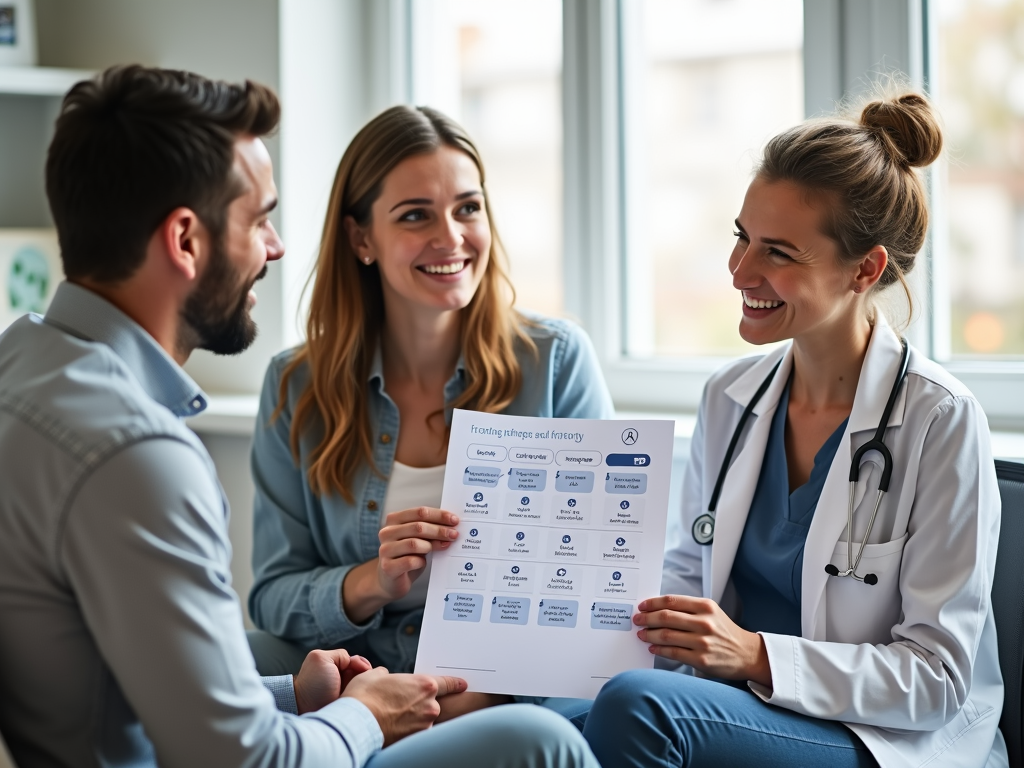 Couple consulting fertility specialist