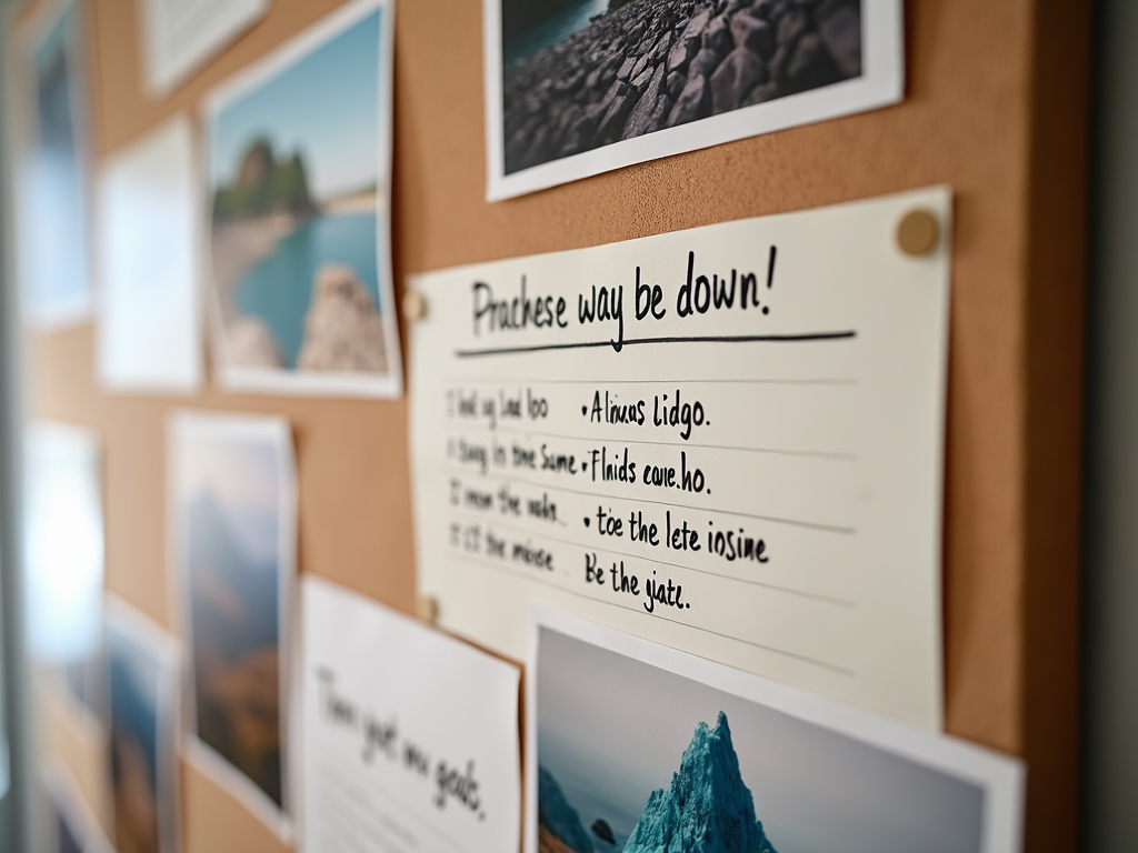 A person setting personal goals on a vision board