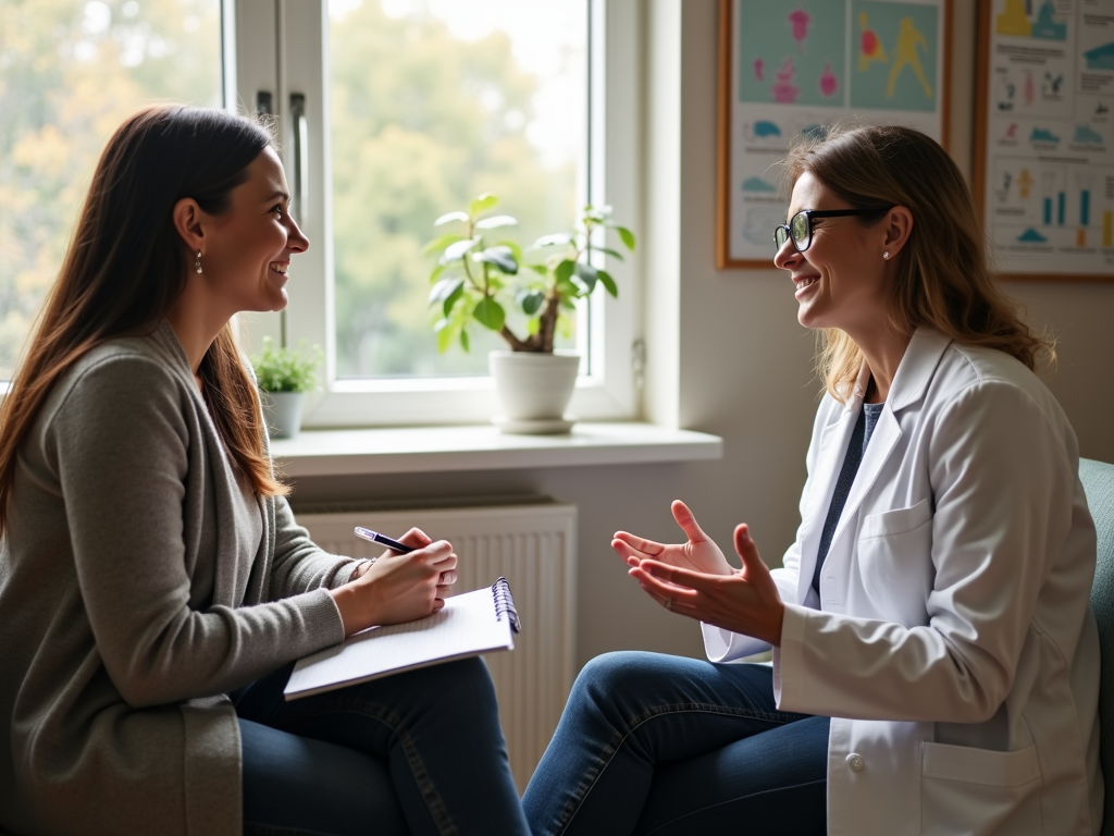 Woman consulting doctor about ovarian stimulation