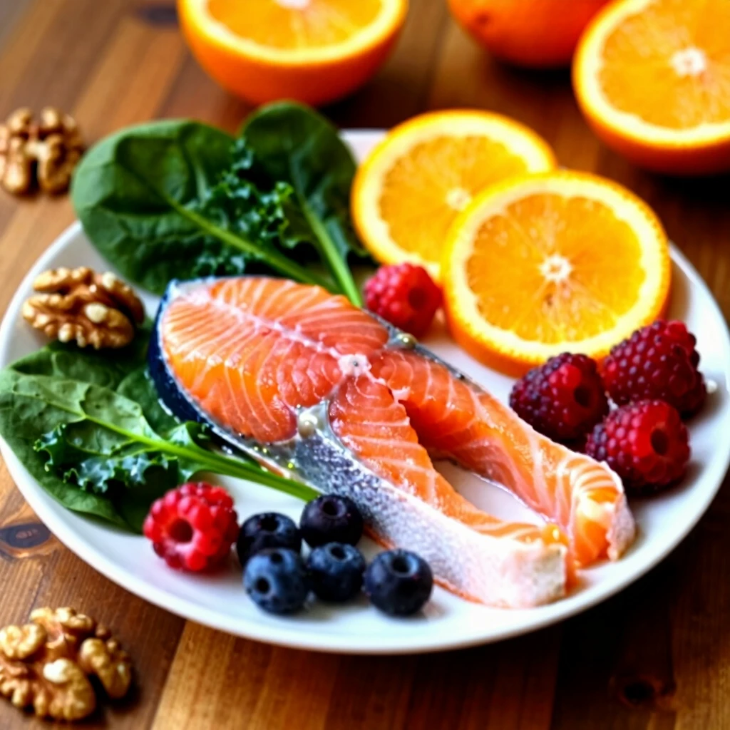 Colorful plate of nutrient-rich foods to support sperm quality