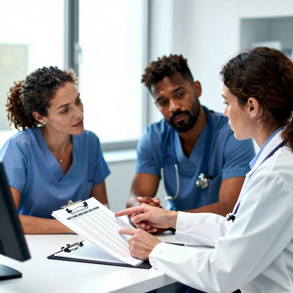 Couple consulting with fertility specialist about treatment options