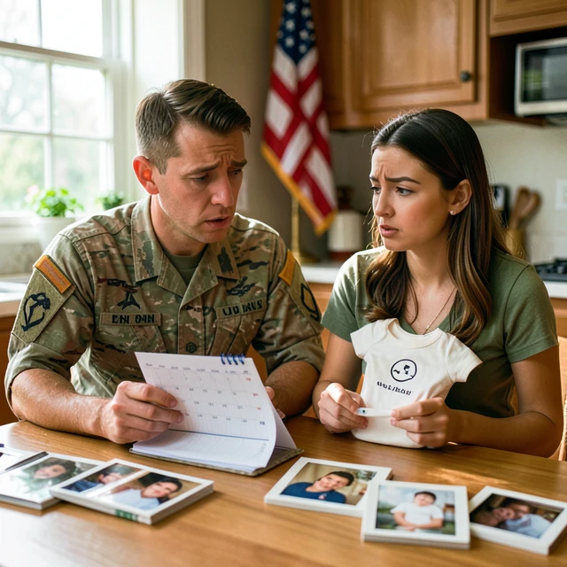 Military couple discussing family planning before deployment