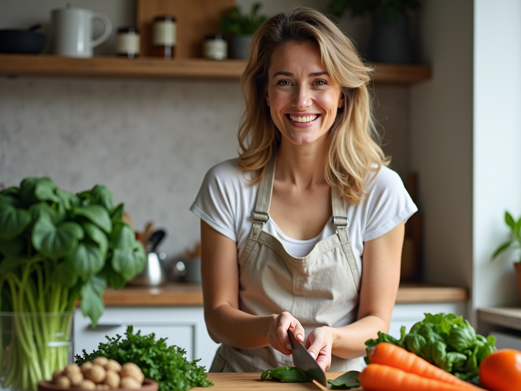 A woman preparing a healthy meal to boost her fertility health.