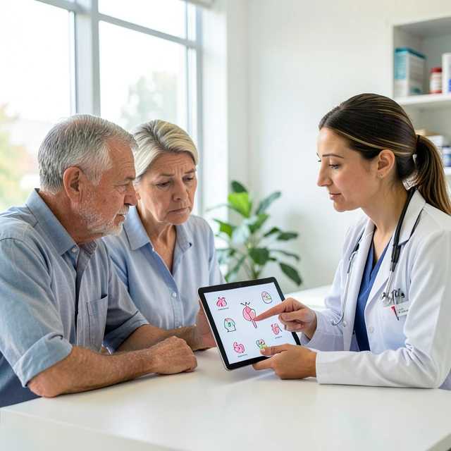 Couple consulting with fertility specialist on diagnosis options