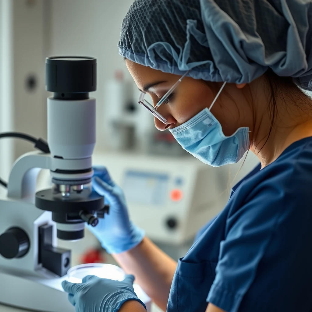 Embryologist preparing for IVF embryo transfer