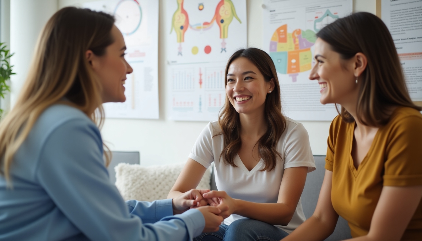 A happy couple consulting with a fertility specialist